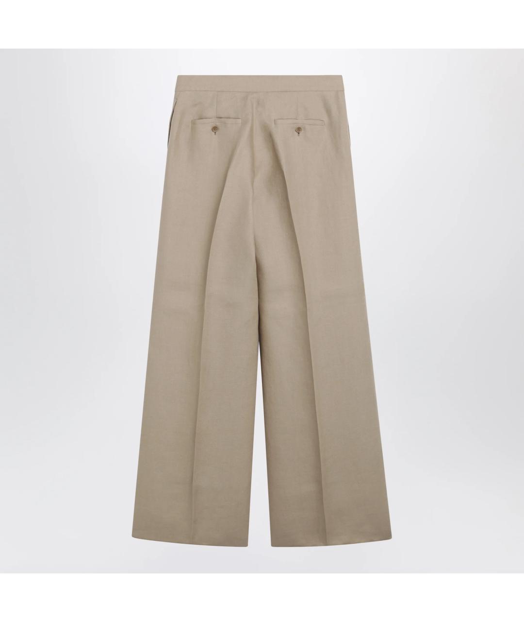 MAX MARA Бежевые льняные прямые брюки, фото 2