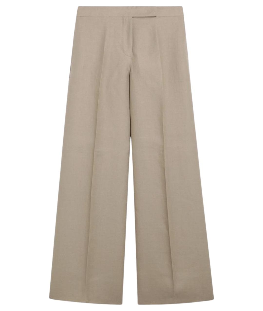 MAX MARA Бежевые льняные прямые брюки, фото 1