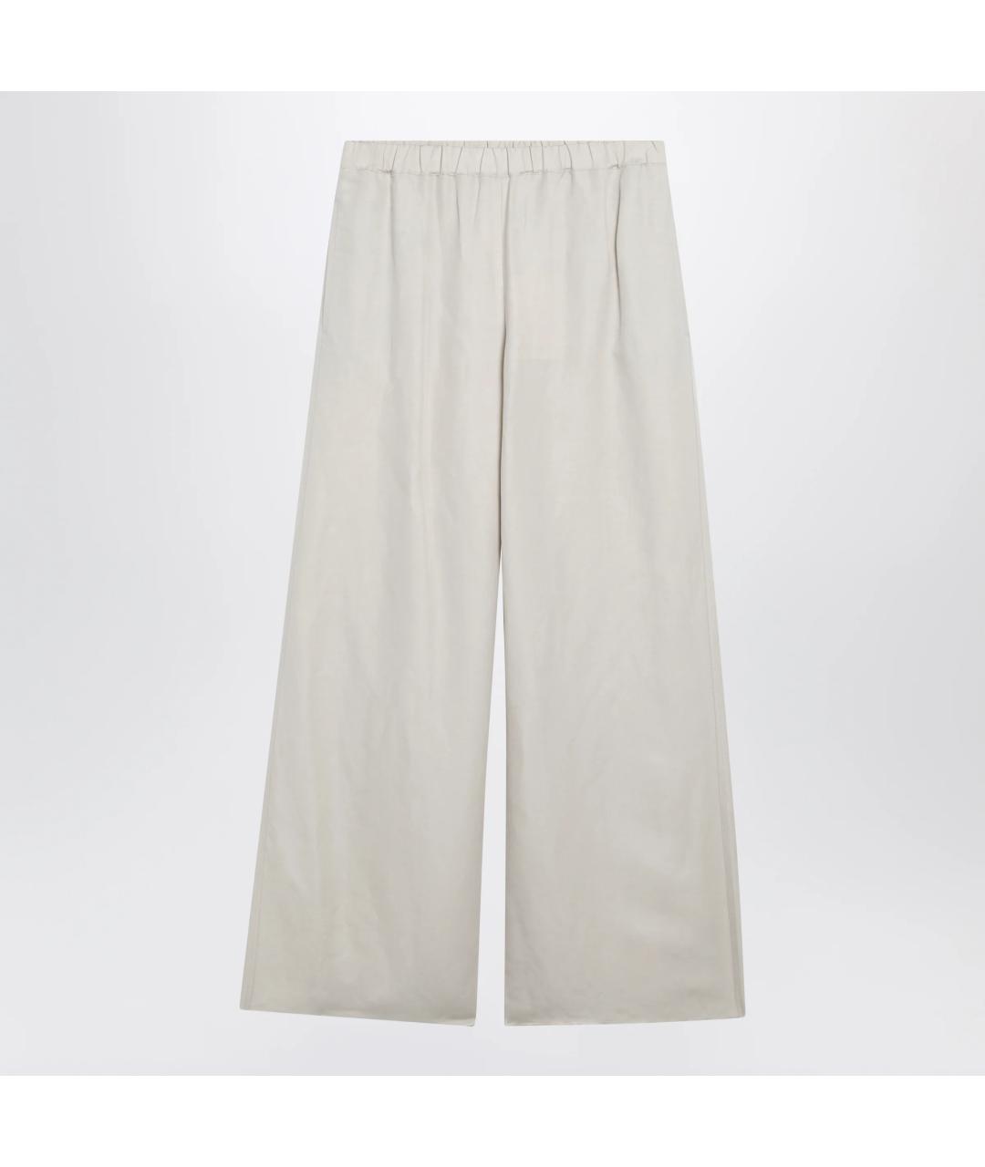 MAX MARA Бежевые льняные брюки широкие, фото 3