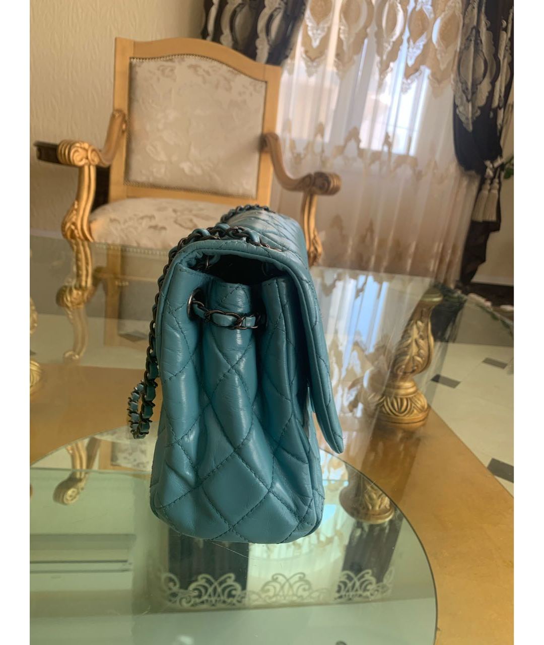 CHANEL PRE-OWNED Голубая кожаная сумка тоут, фото 2