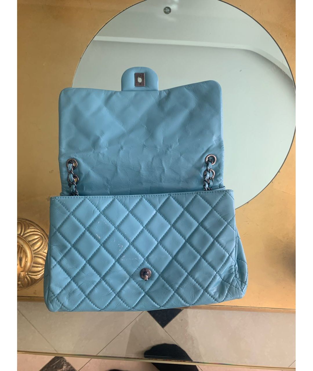 CHANEL PRE-OWNED Голубая кожаная сумка тоут, фото 5