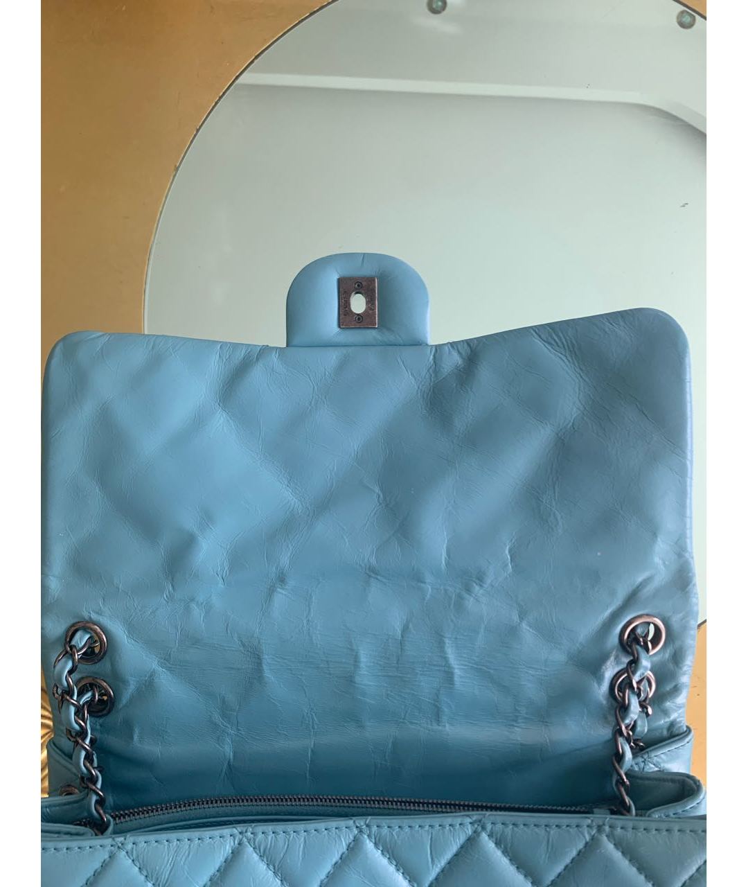 CHANEL PRE-OWNED Голубая кожаная сумка тоут, фото 4