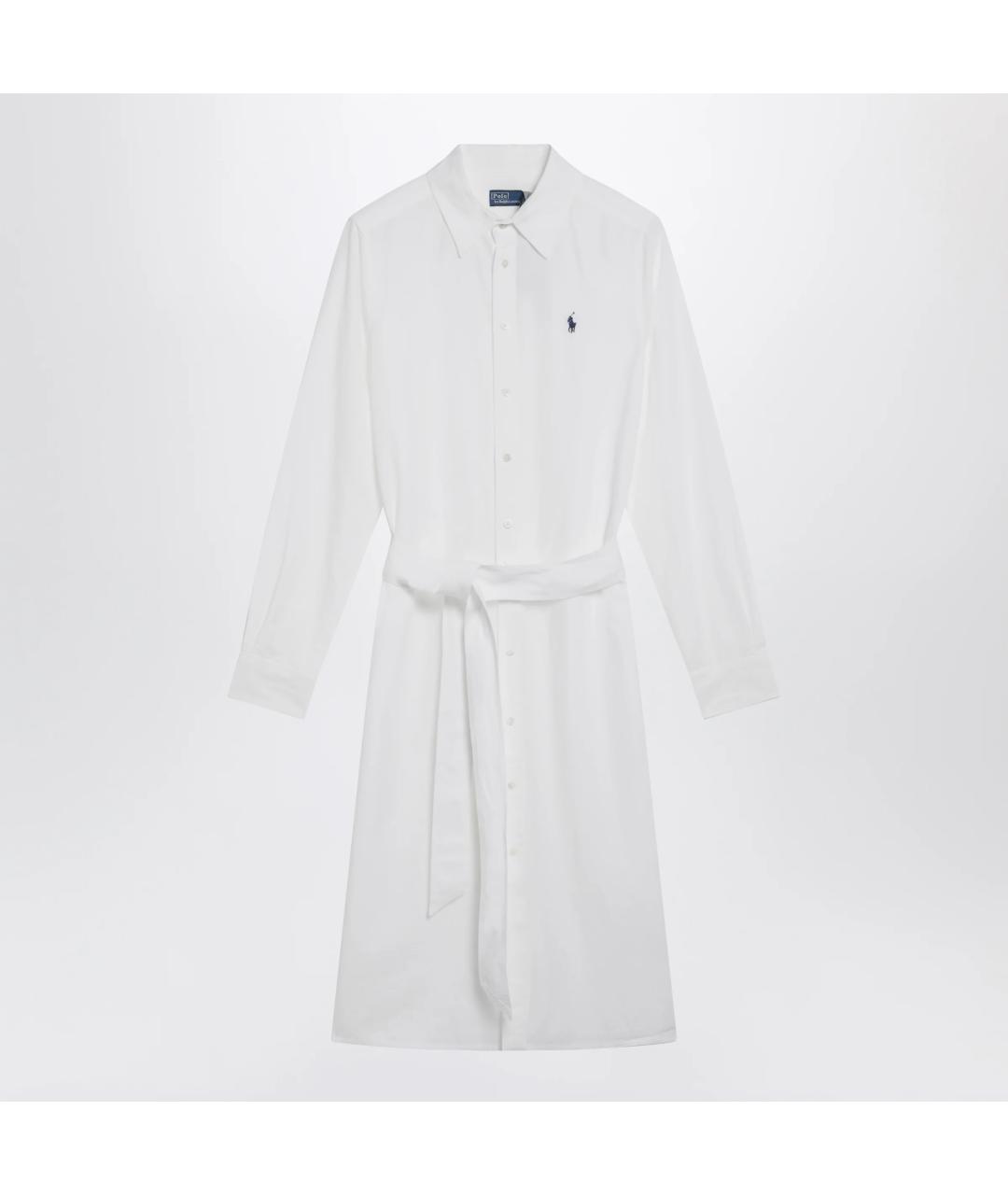 POLO RALPH LAUREN Белое хлопковое повседневное платье, фото 3