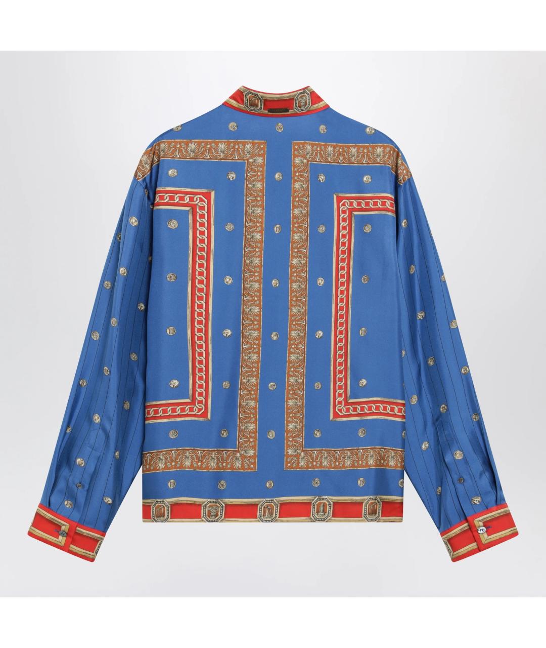 VERSACE Синяя шелковая кэжуал рубашка, фото 2