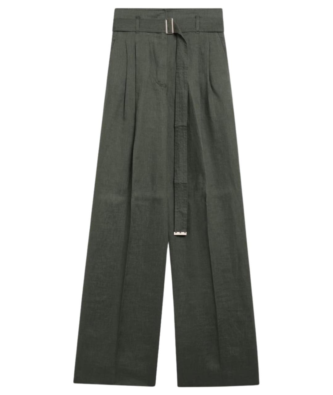 MAX MARA STUDIO Зеленые льняные прямые брюки, фото 1