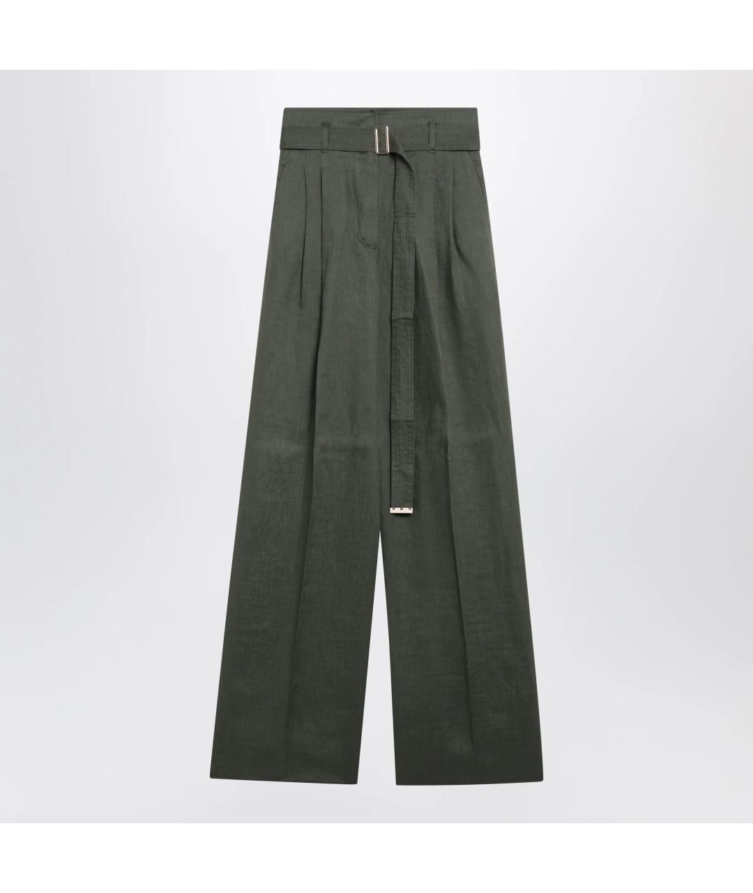 MAX MARA STUDIO Зеленые льняные прямые брюки, фото 3