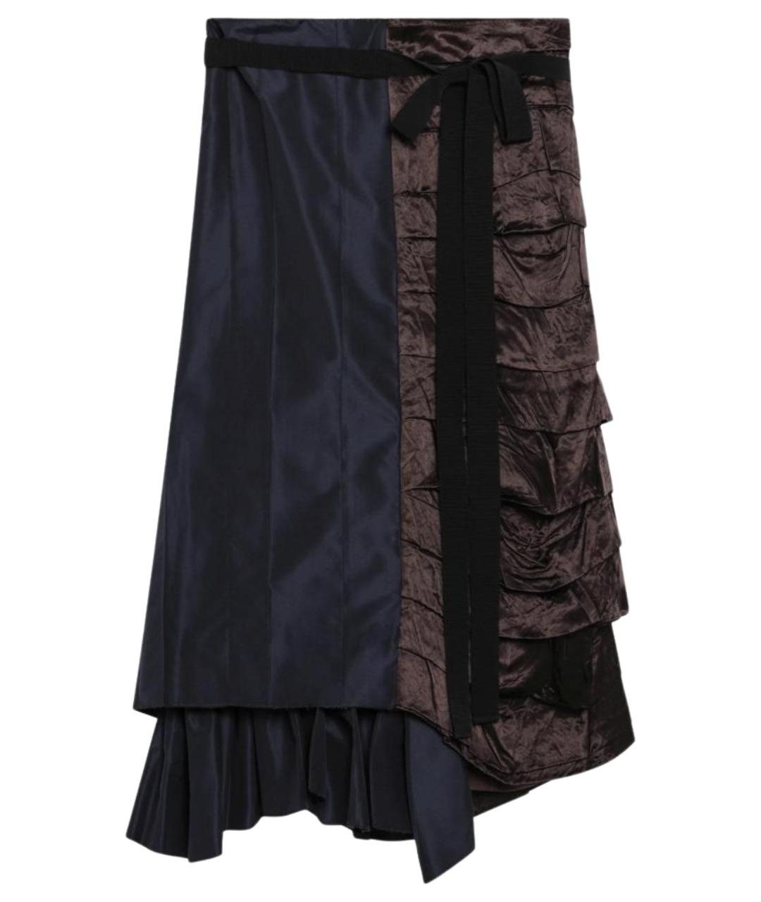 PRADA Синяя шелковая юбка миди, фото 1