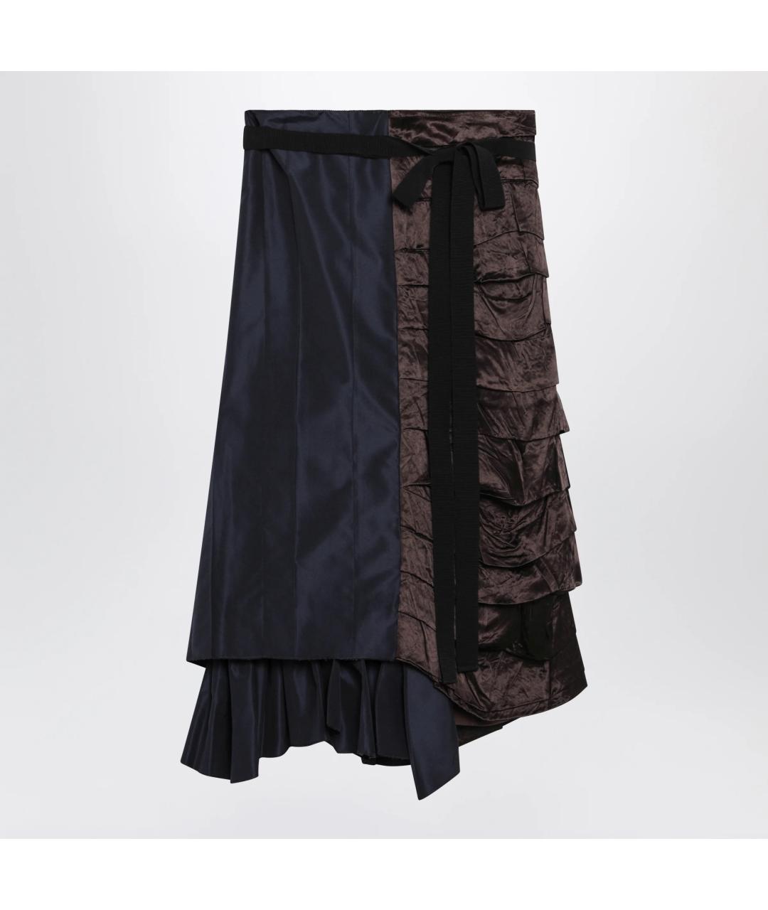 PRADA Синяя шелковая юбка миди, фото 3