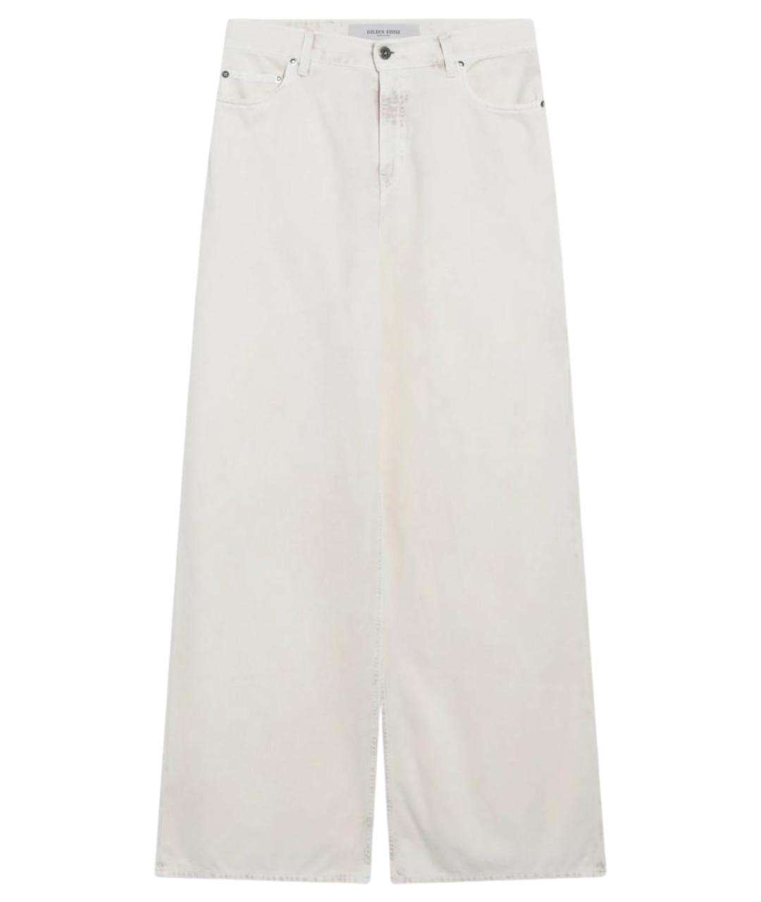 GOLDEN GOOSE DELUXE BRAND Белые хлопковые прямые брюки, фото 1