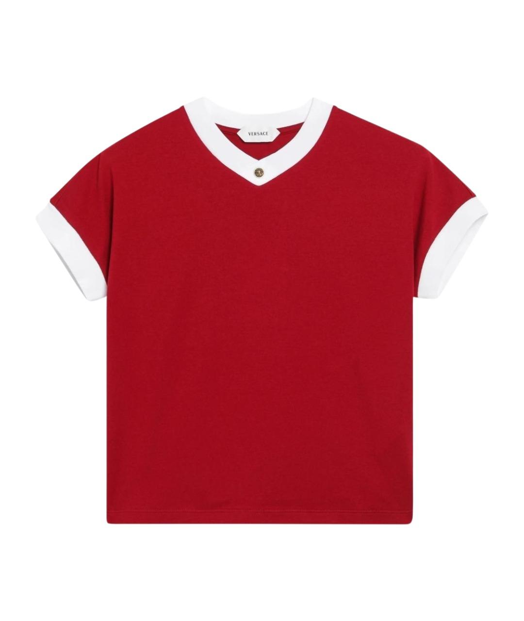 VERSACE Красная хлопковая футболка, фото 1