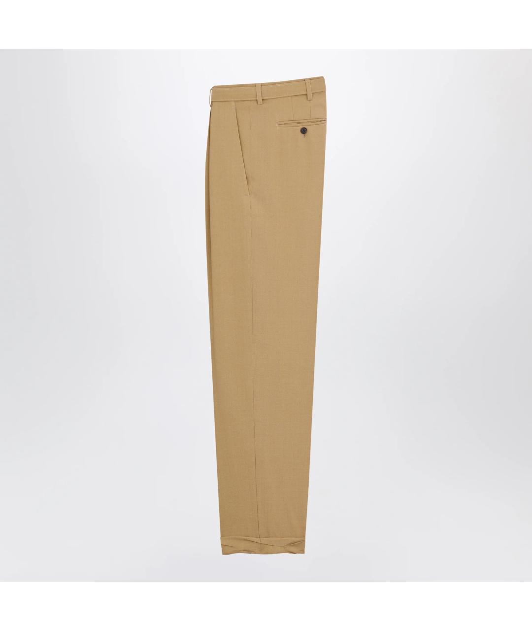 SAINT LAURENT Бежевые шерстяные классические брюки, фото 2