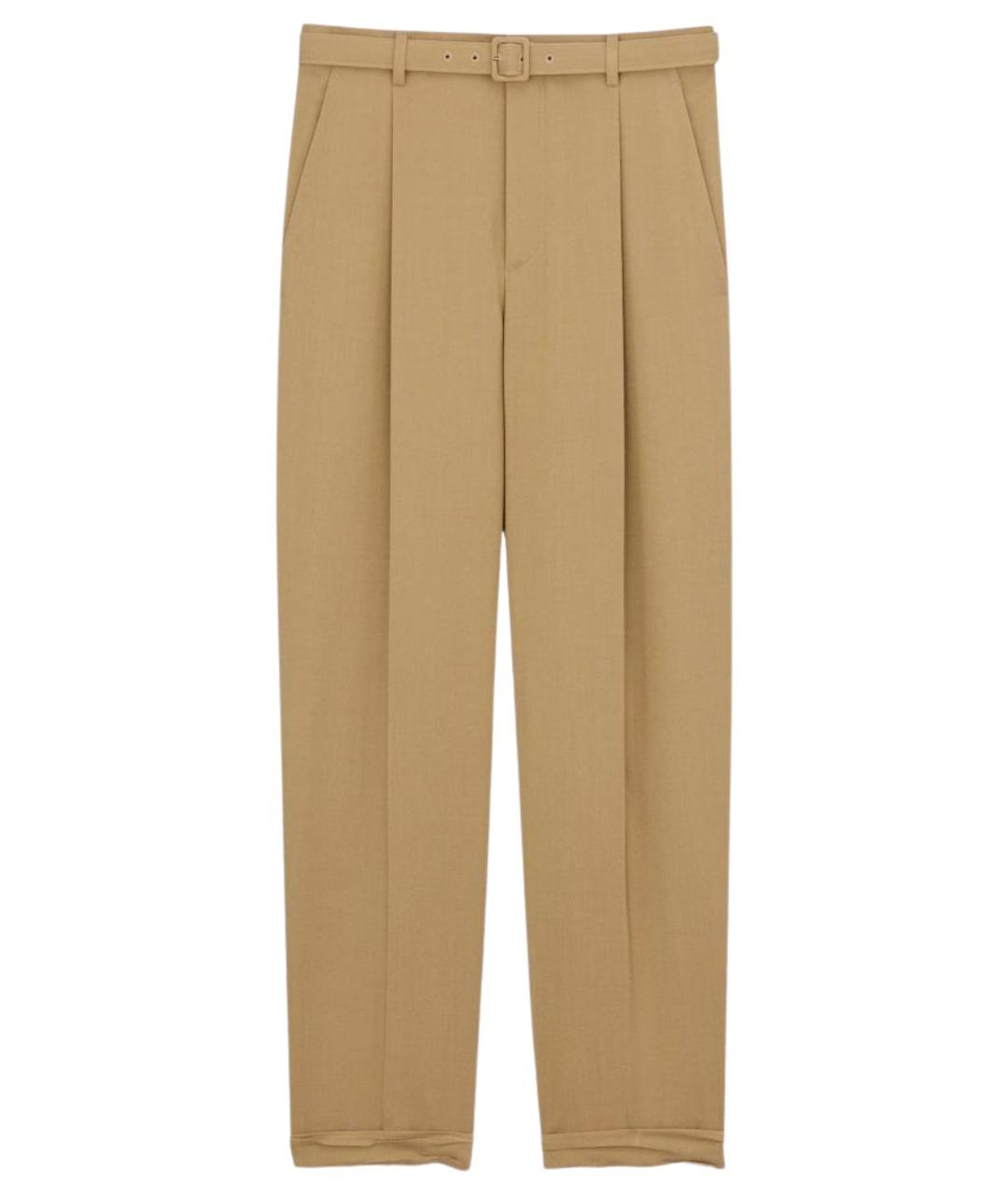 SAINT LAURENT Бежевые шерстяные классические брюки, фото 1
