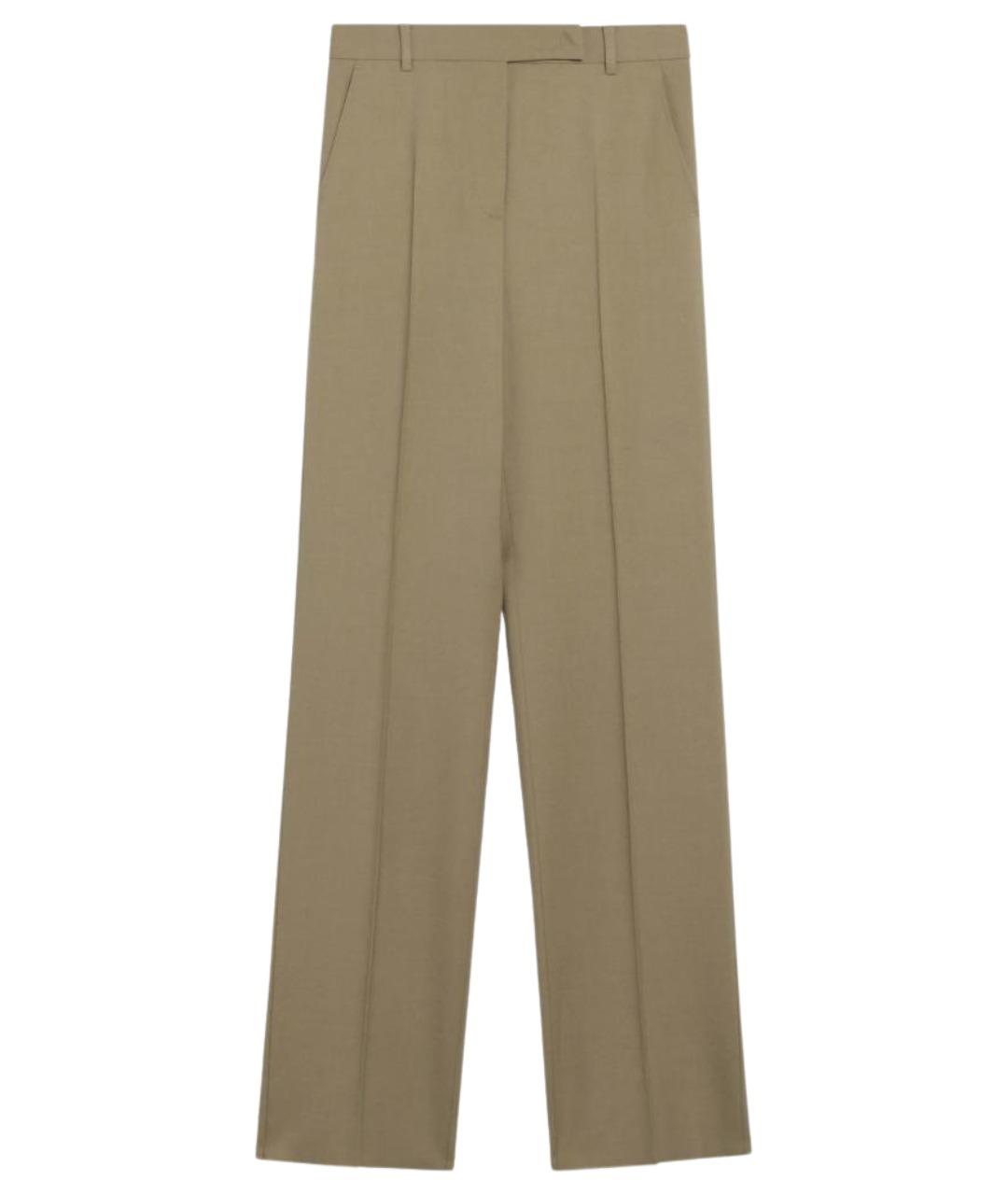 MAX MARA Бежевые шерстяные прямые брюки, фото 1