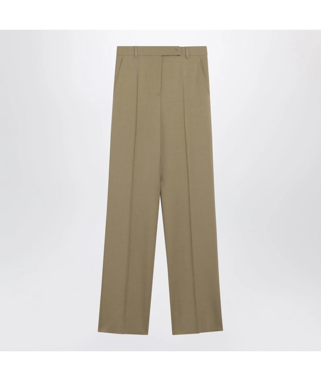 MAX MARA Бежевые шерстяные прямые брюки, фото 3