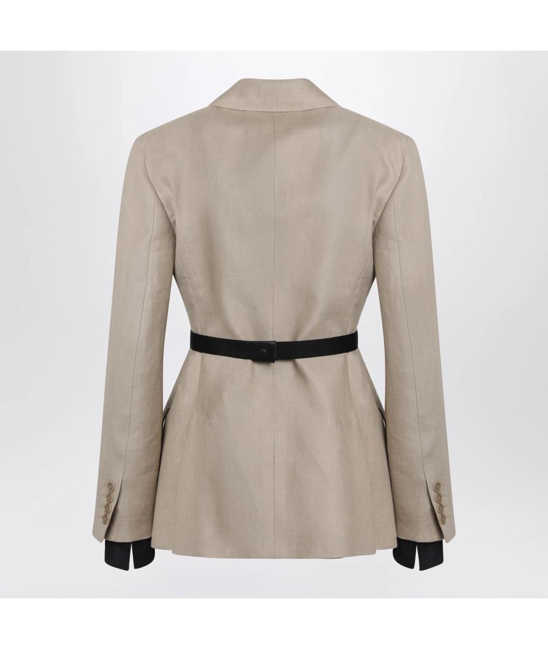MAX MARA Бежевый льняной жакет/пиджак, фото 2