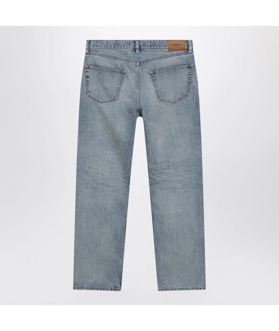 SAINT LAURENT Голубые хлопковые прямые джинсы, фото 2