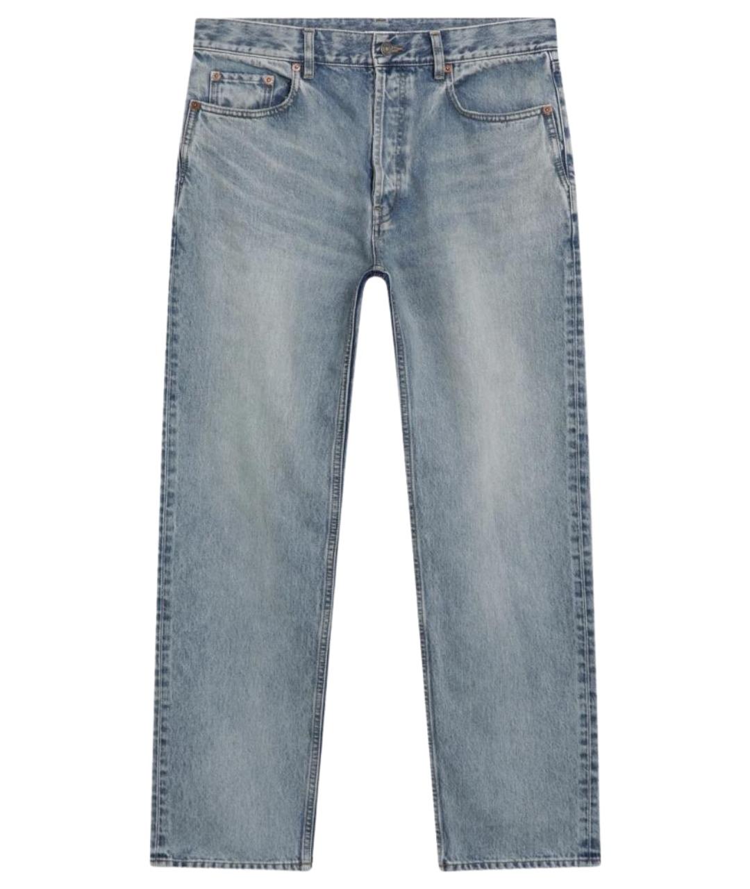 SAINT LAURENT Голубые хлопковые прямые джинсы, фото 1