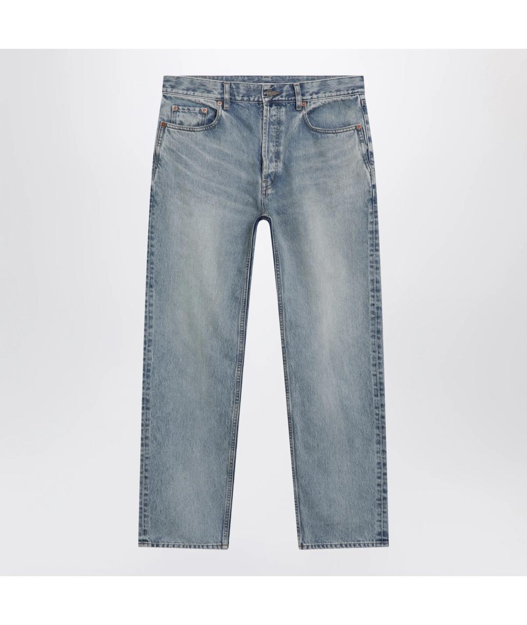 SAINT LAURENT Голубые хлопковые прямые джинсы, фото 3