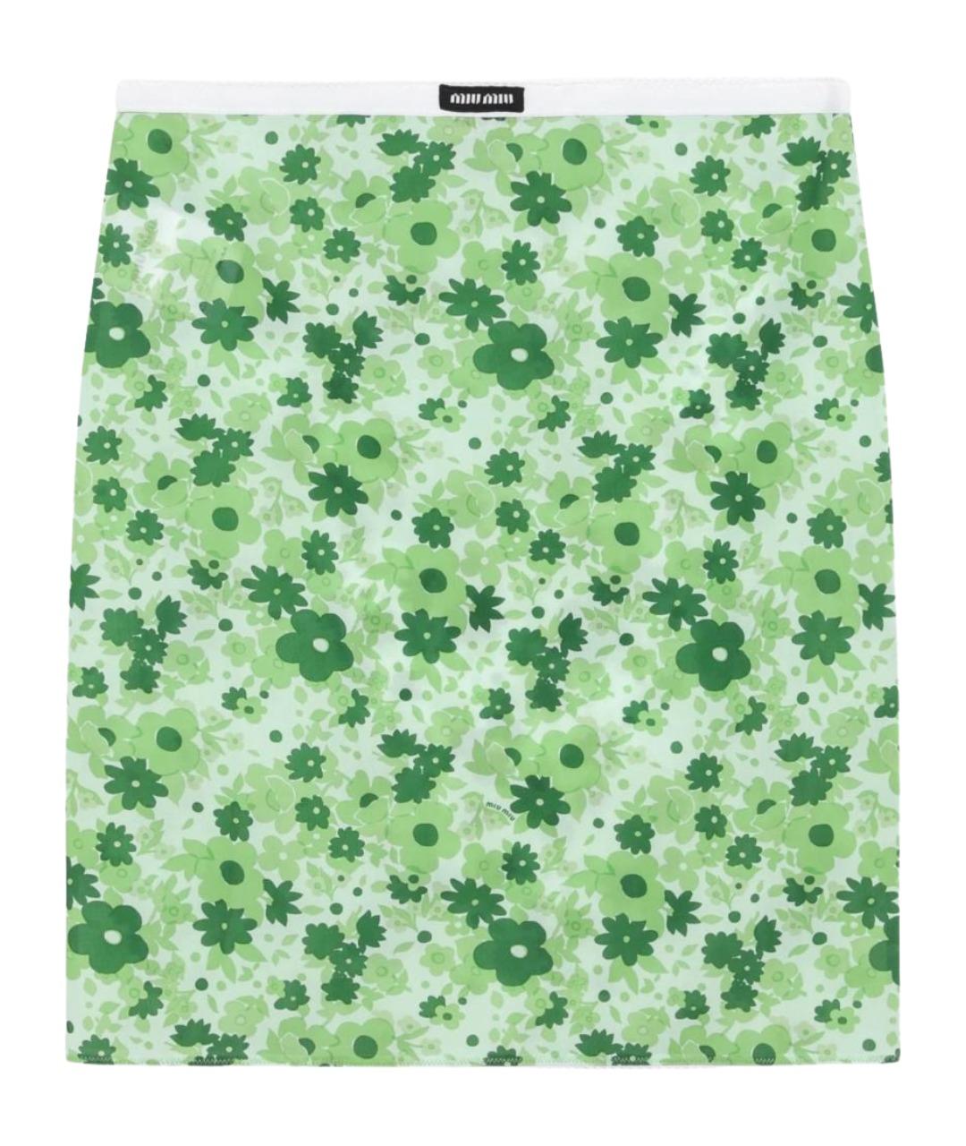 MIU MIU Зеленая юбка миди, фото 1