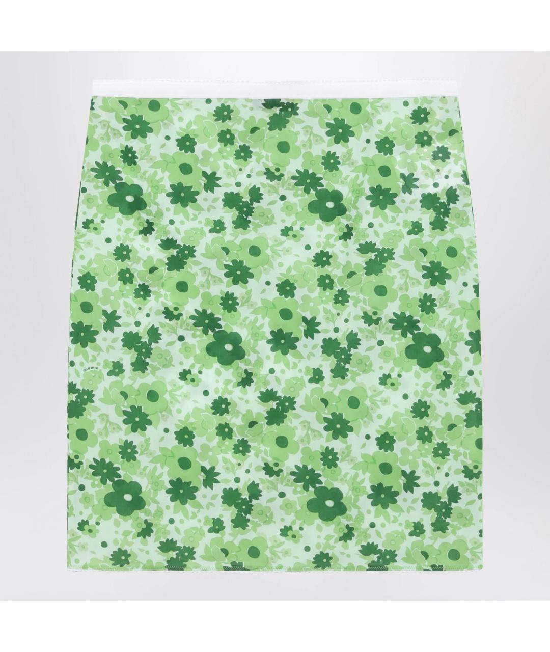 MIU MIU Зеленая юбка миди, фото 2