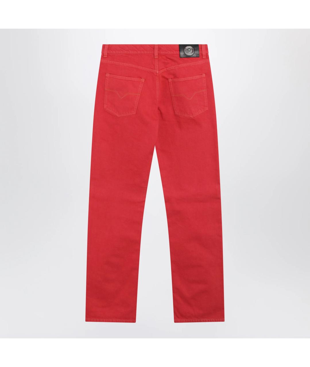 VERSACE Красные хлопковые прямые джинсы, фото 2