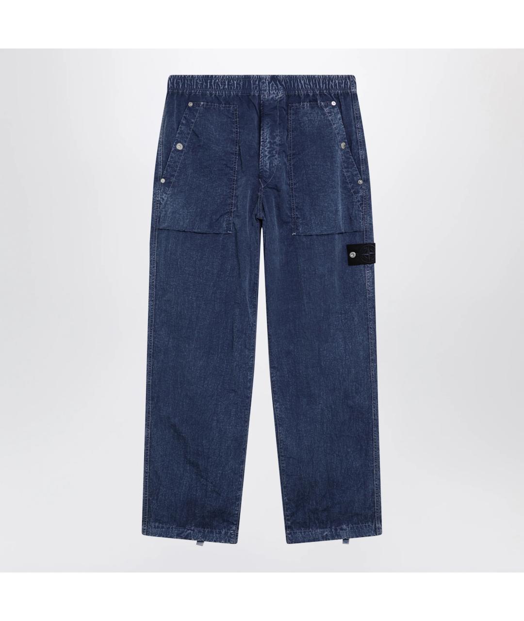 STONE ISLAND Синие полиамидовые повседневные брюки, фото 3