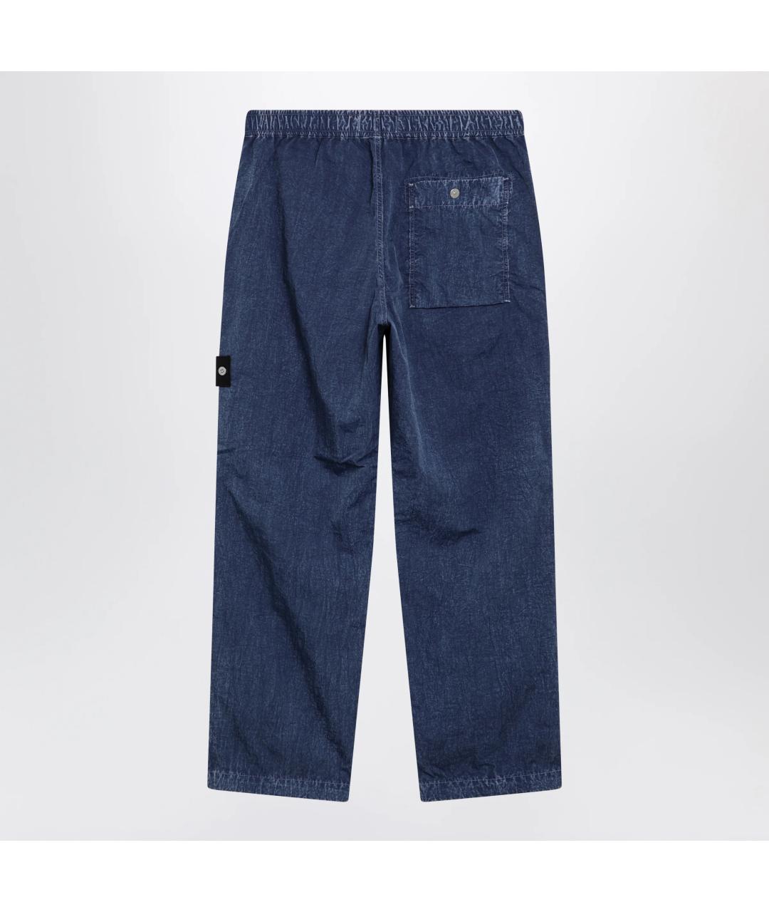 STONE ISLAND Синие полиамидовые повседневные брюки, фото 2