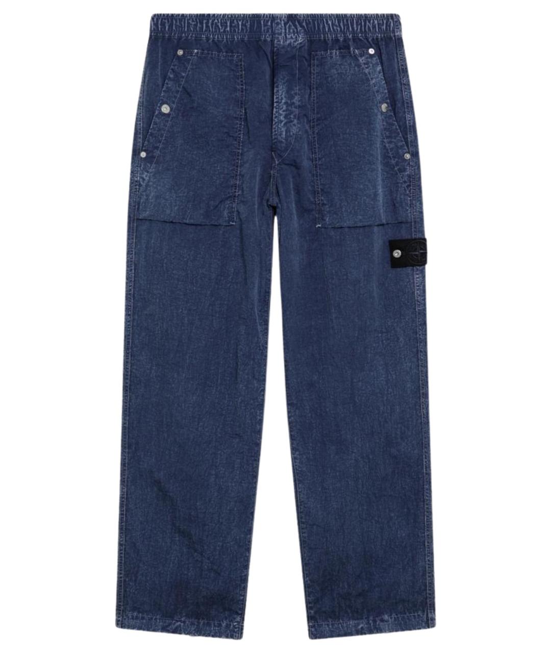 STONE ISLAND Синие полиамидовые повседневные брюки, фото 1