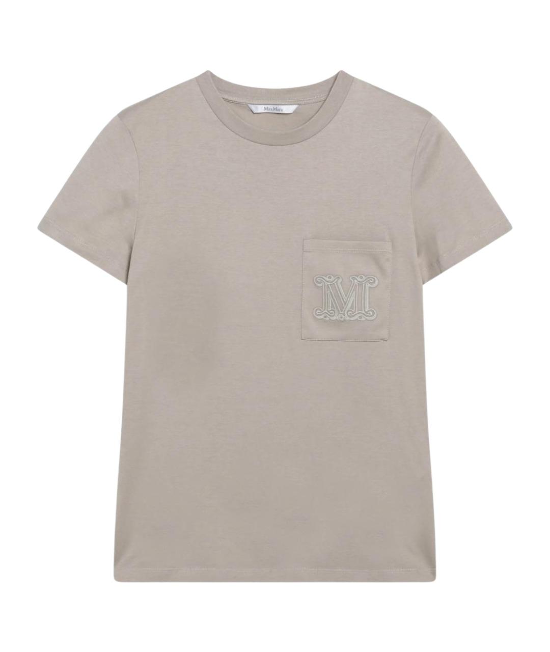 MAX MARA Бежевая хлопковая футболка, фото 1