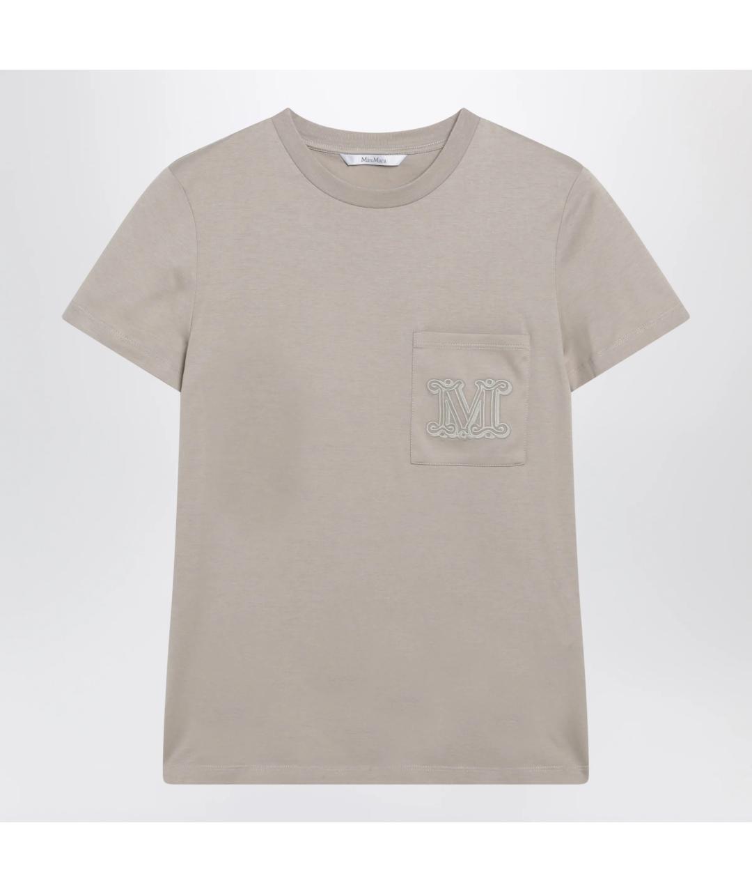 MAX MARA Бежевая хлопковая футболка, фото 3