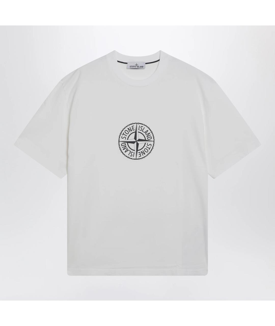 STONE ISLAND Белая хлопковая футболка, фото 3