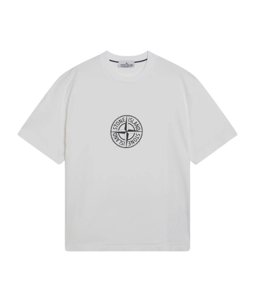 STONE ISLAND Белая хлопковая футболка, фото 1