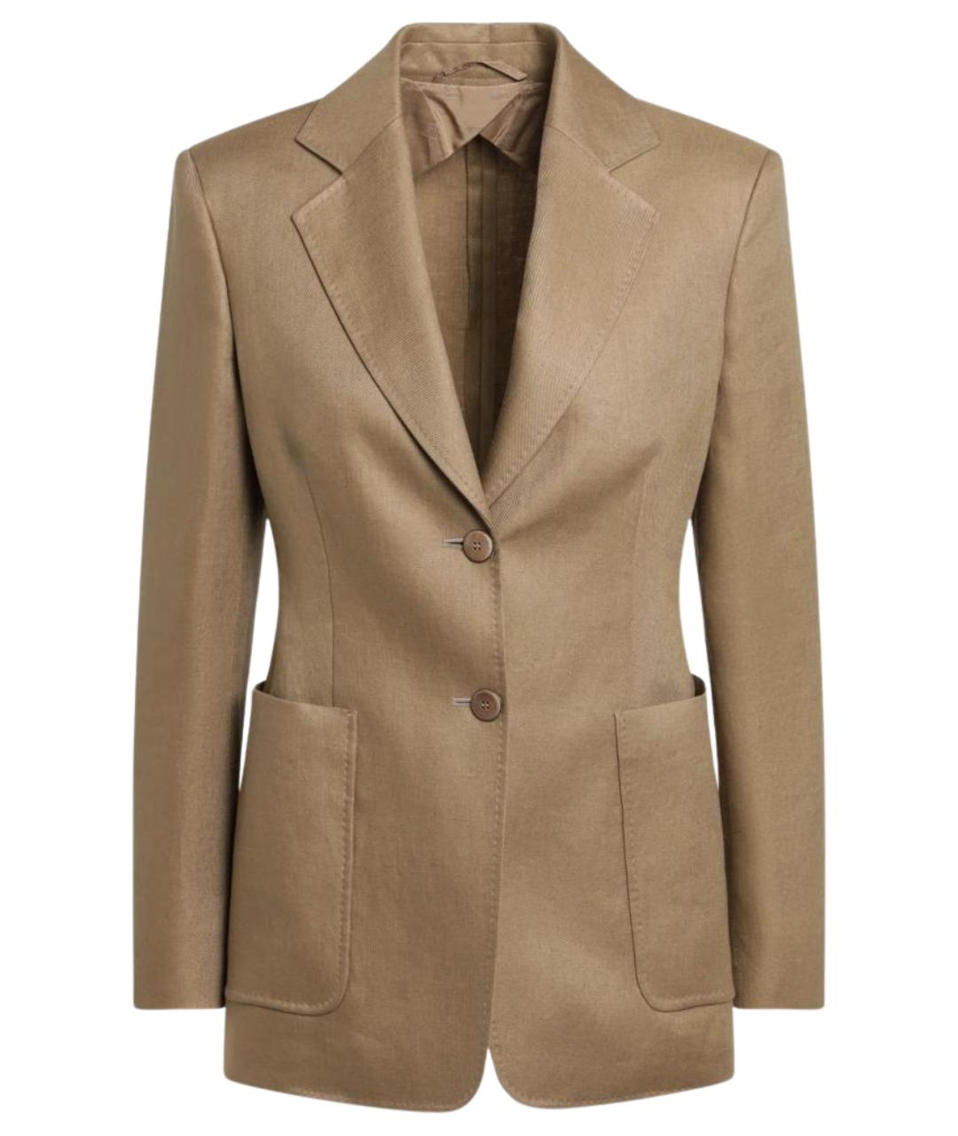MAX MARA Бежевый льняной жакет/пиджак, фото 1