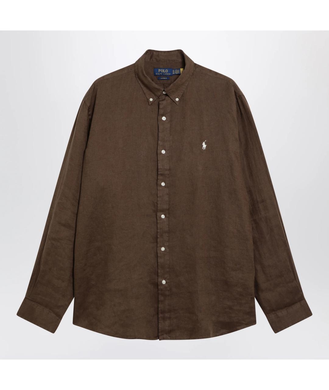POLO RALPH LAUREN Коричневая льняная кэжуал рубашка, фото 3