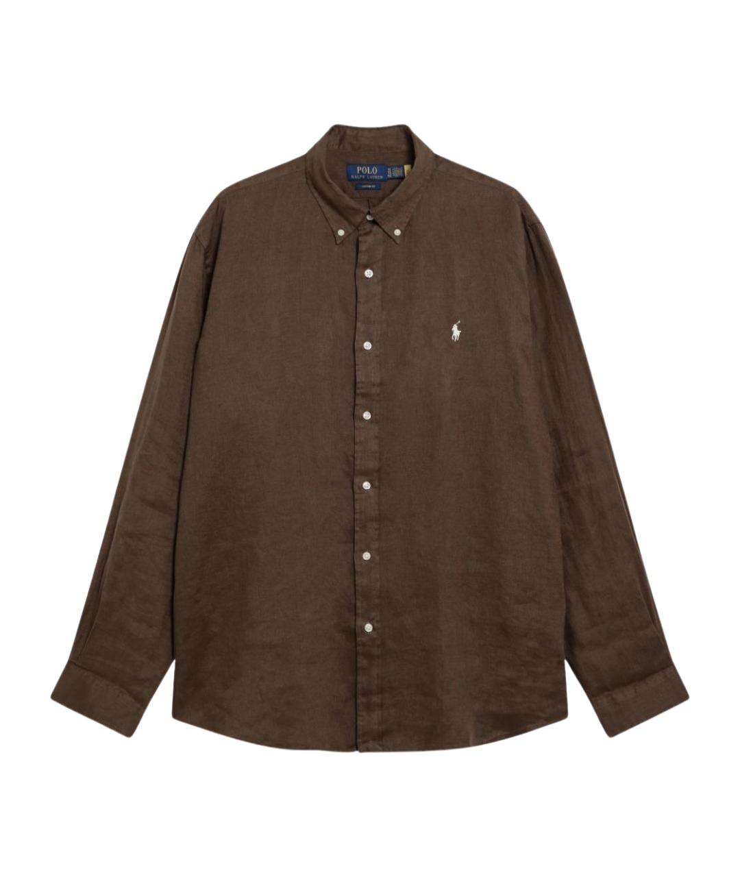 POLO RALPH LAUREN Коричневая льняная кэжуал рубашка, фото 1