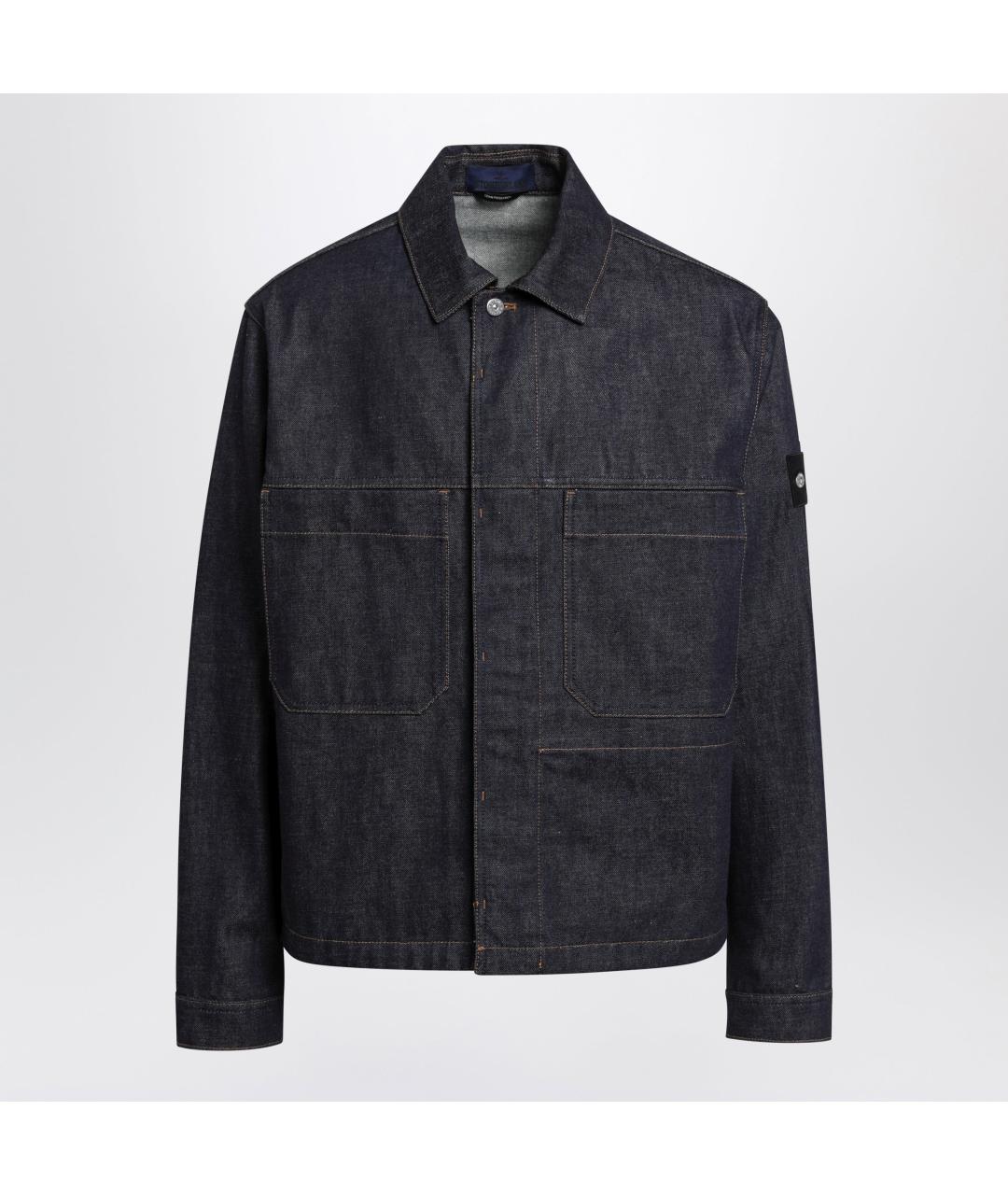 STONE ISLAND Темно-синяя хлопковая куртка, фото 3
