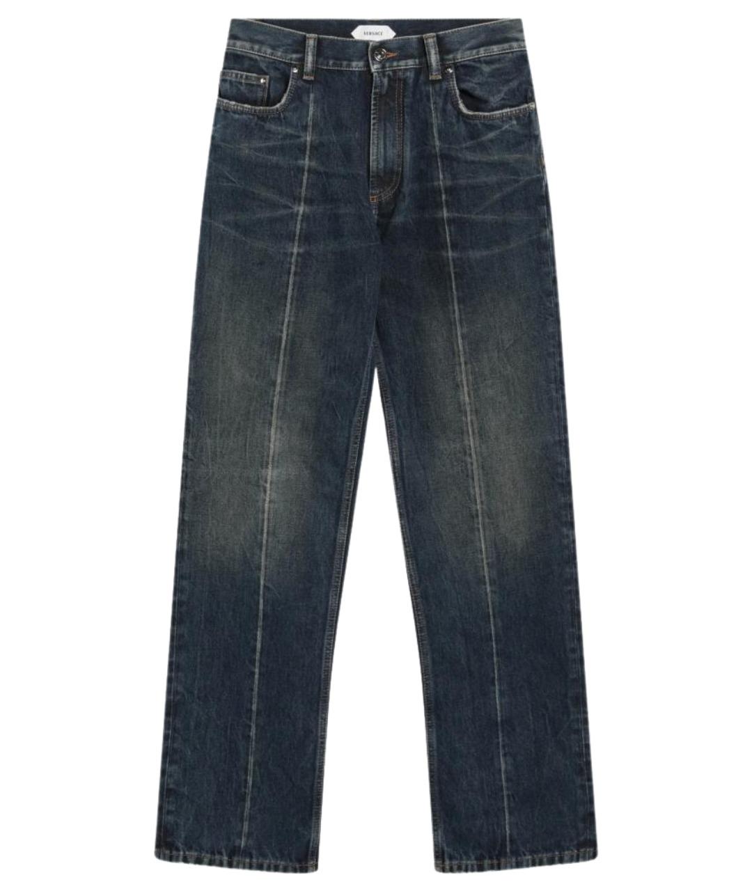 VERSACE Синие хлопковые прямые джинсы, фото 1