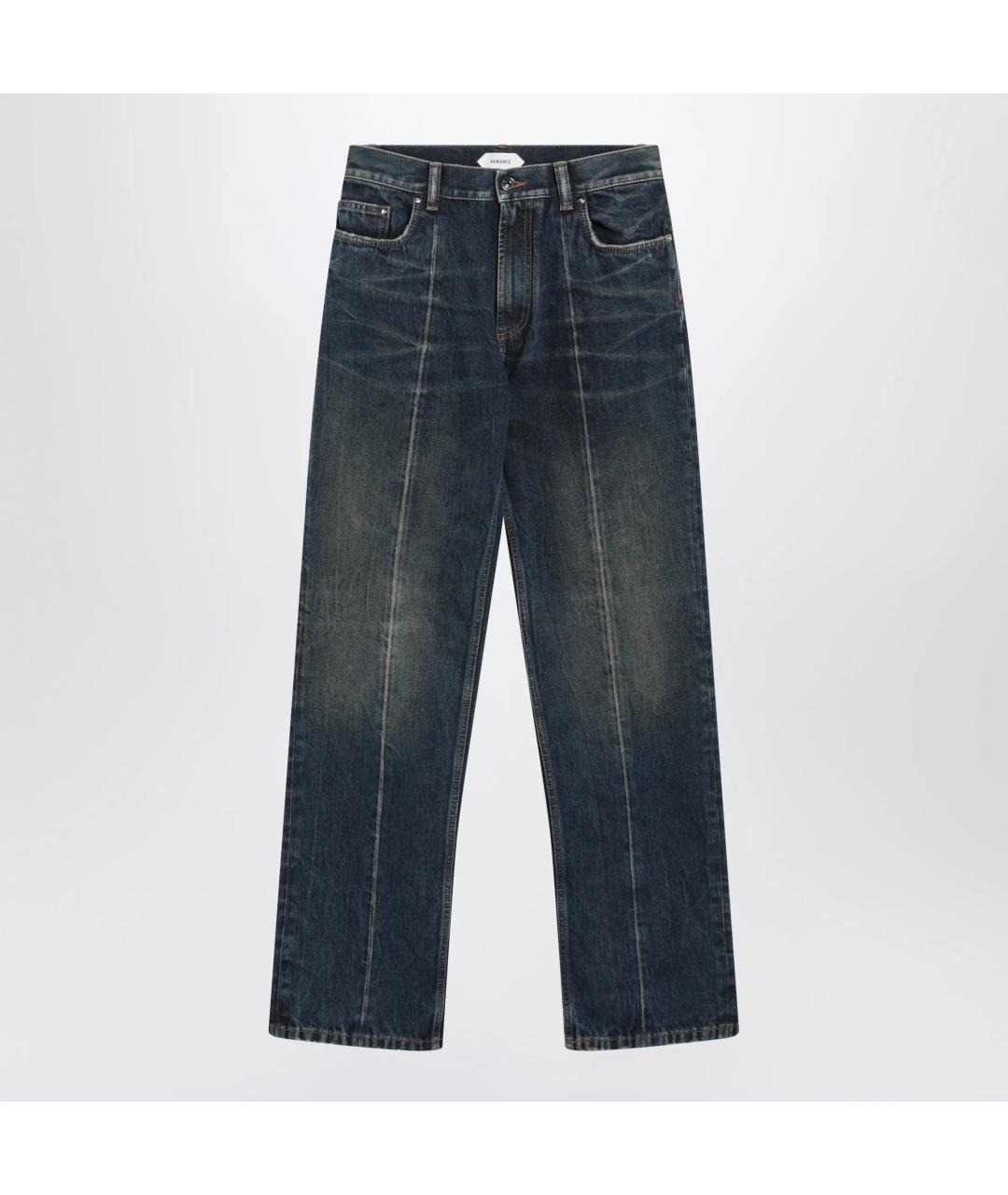 VERSACE Синие хлопковые прямые джинсы, фото 3