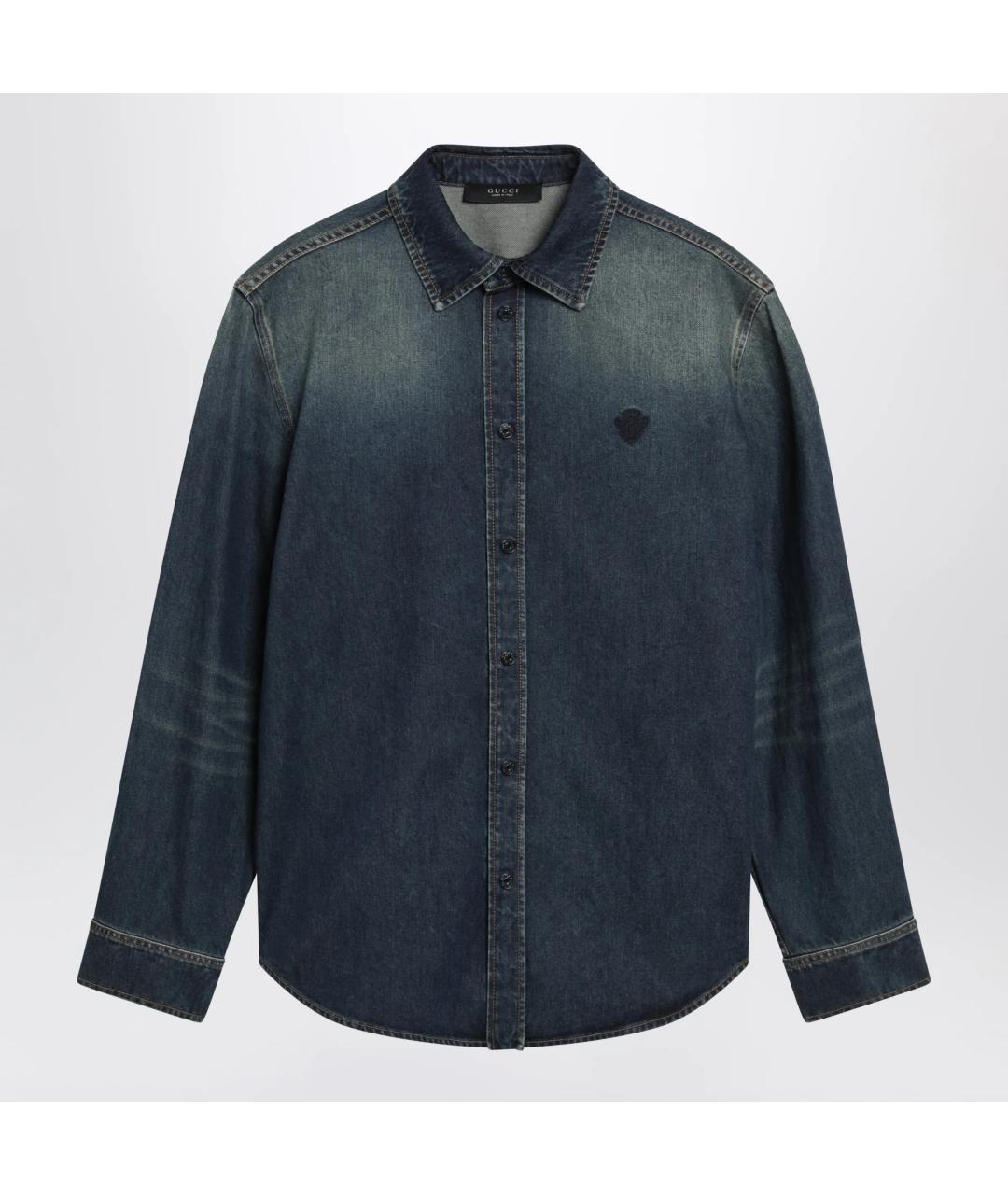 GUCCI Синяя хлопковая кэжуал рубашка, фото 3