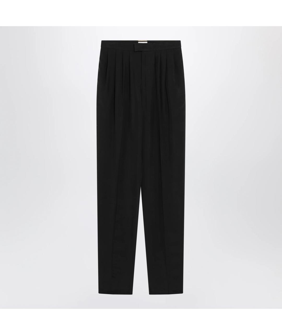 SAINT LAURENT Черные шелковые прямые брюки, фото 3