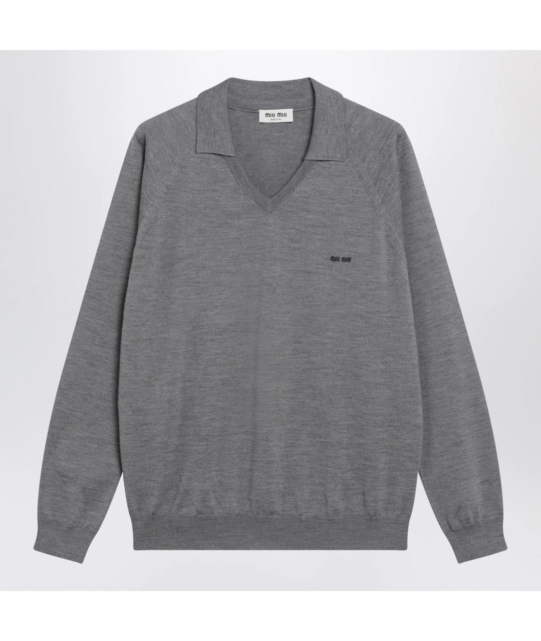 MIU MIU Серый шерстяной джемпер / свитер, фото 3