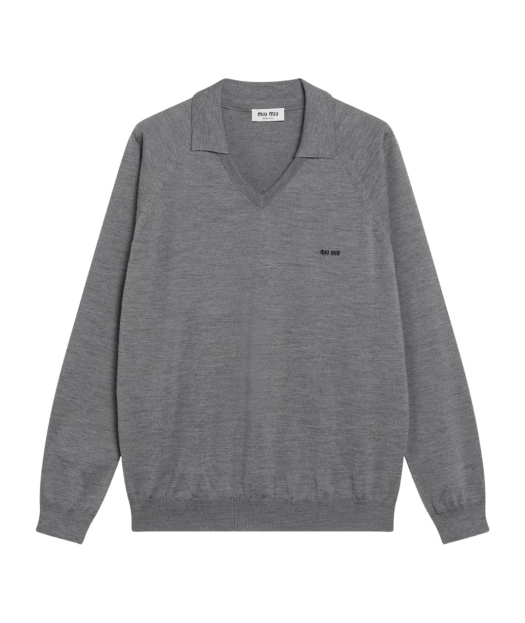 MIU MIU Серый шерстяной джемпер / свитер, фото 1