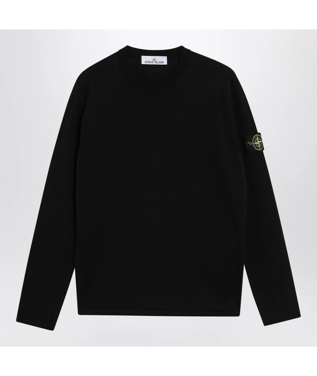 STONE ISLAND Черный хлопковый джемпер / свитер, фото 3