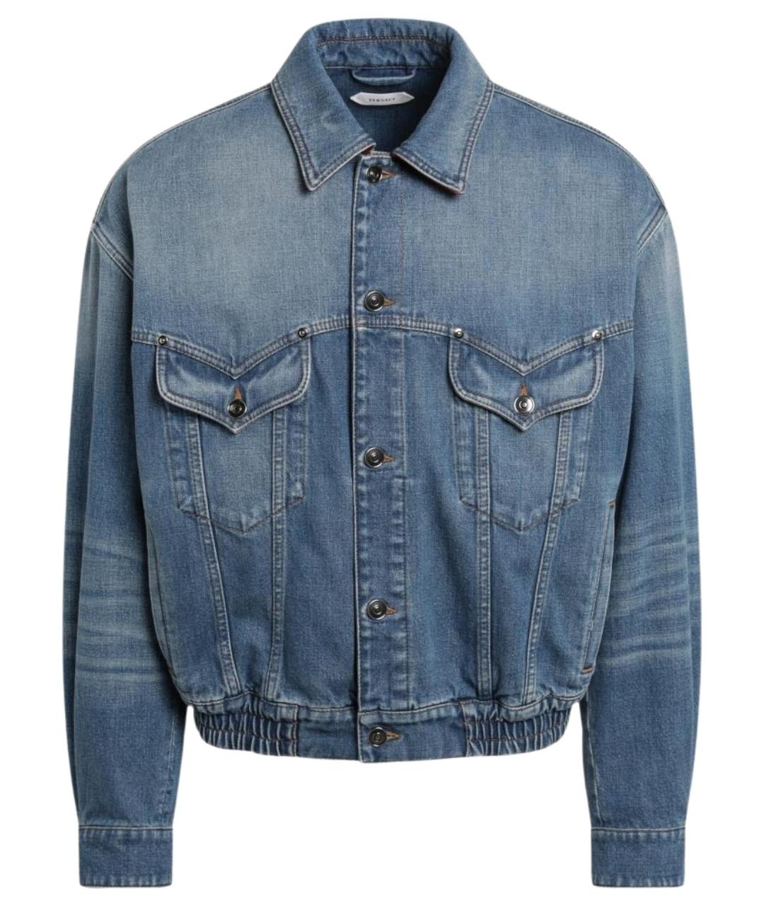 VERSACE Голубая хлопковая куртка, фото 1