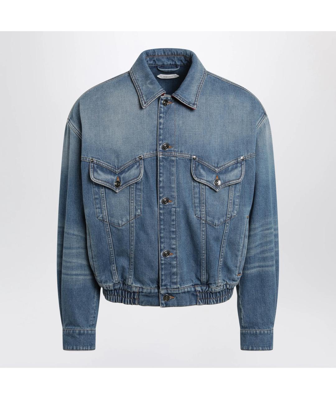 VERSACE Голубая хлопковая куртка, фото 3