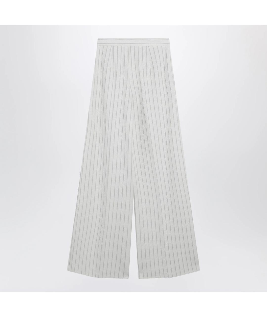 MAX MARA Белые льняные брюки широкие, фото 2