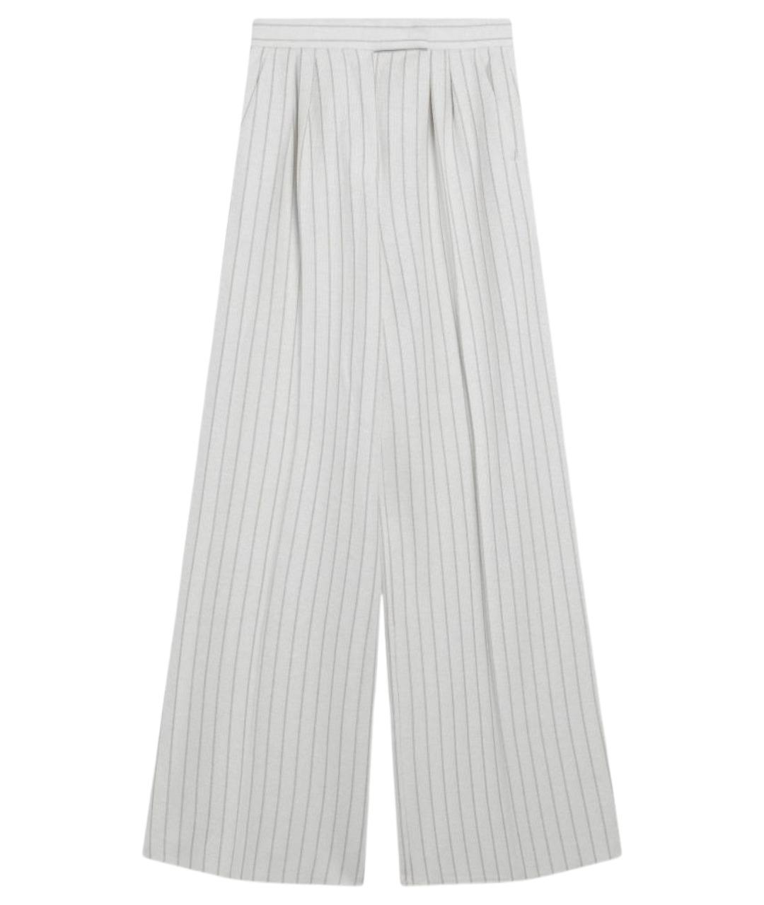 MAX MARA Белые льняные брюки широкие, фото 1