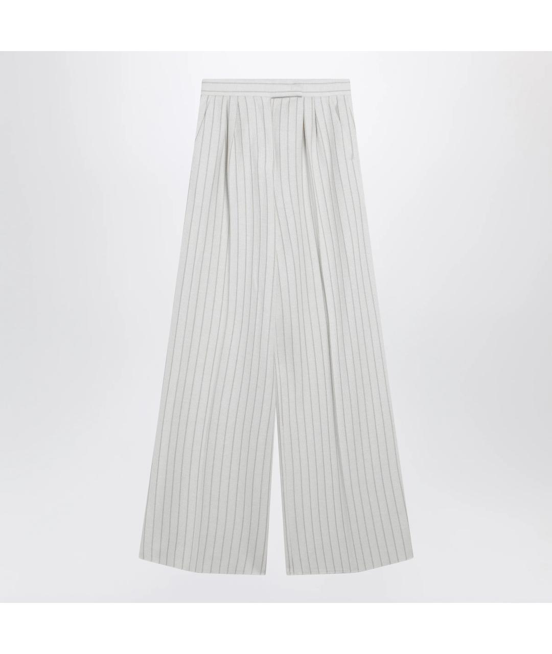 MAX MARA Белые льняные брюки широкие, фото 3