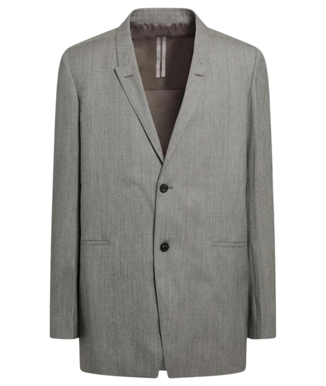 RICK OWENS Серый шерстяной пиджак, фото 1