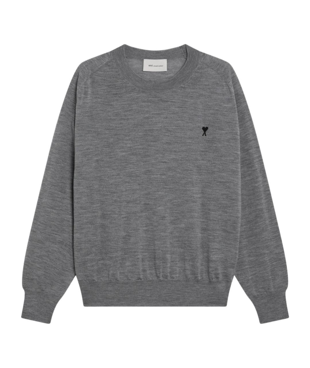Ami Paris Серый шерстяной джемпер / свитер, фото 1